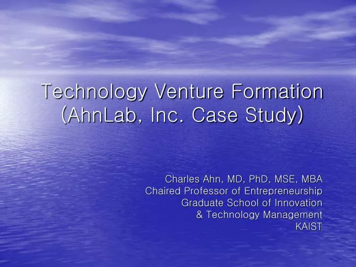 technology venture formation ahnlab inc case study