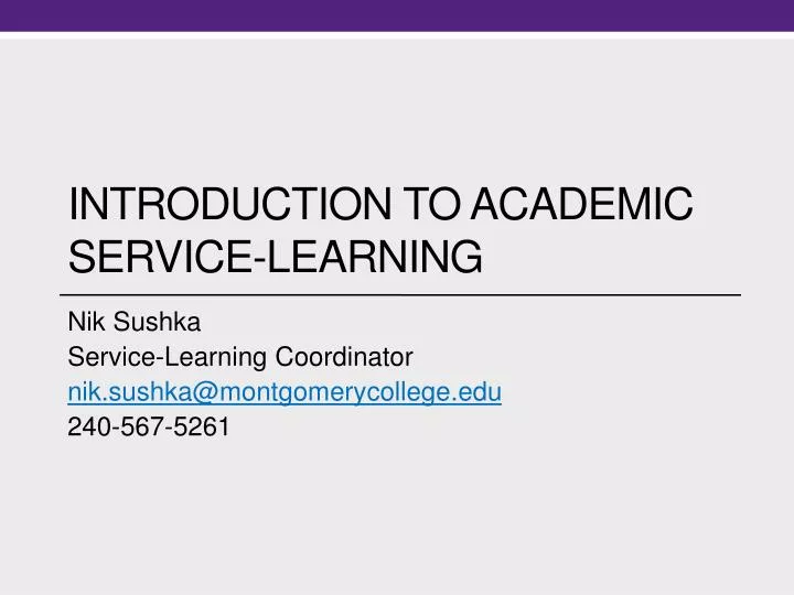introduction to academic service learning