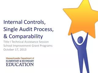 Internal Controls, Single Audit Process, &amp; Comparability Title I Technical Assistance Session School Improvement Gra
