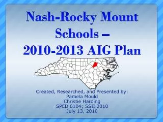 Nash-Rocky Mount Schools – 2010-2013 AIG Plan
