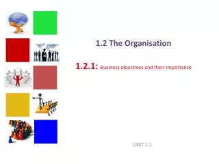 1.2 The O rganisation 1.2.1: Business objectives and their importance