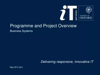 Programme and Project Overview Business Systems