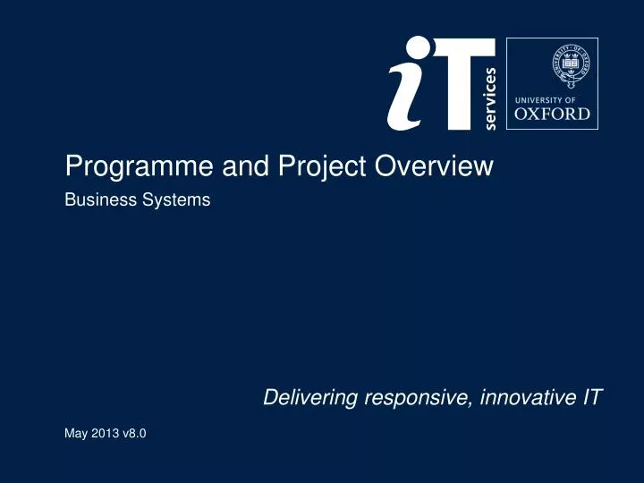 programme and project overview business systems