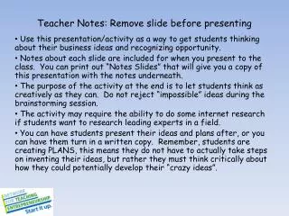 Teacher Notes: Remove slide before presenting
