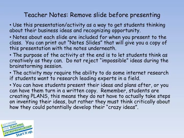 teacher notes remove slide before presenting
