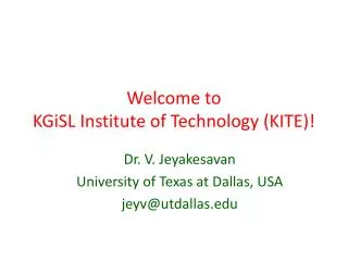 Welcome to KGiSL Institute of Technology (KITE)!