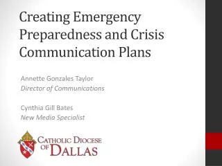 Creating Emergency Preparedness and Crisis Communication Plans