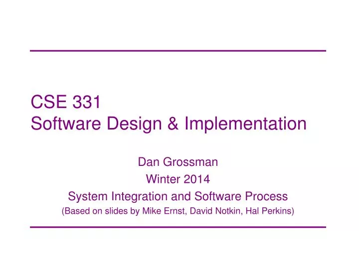 cse 331 software design implementation