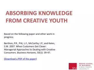 ABSORBING KNOWLEDGE FROM CREATIVE YOUTH