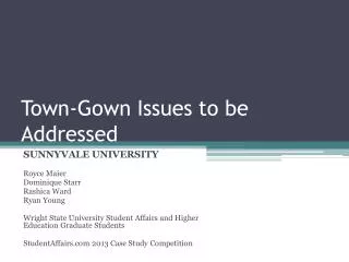 Town-Gown Issues to be Addressed
