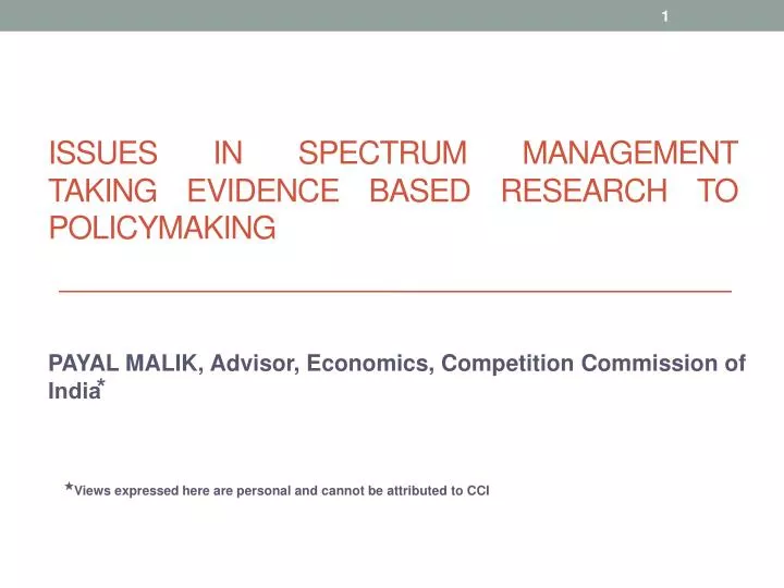 issues in spectrum management taking evidence based research to policymaking