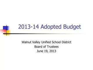 2013-14 Adopted Budget