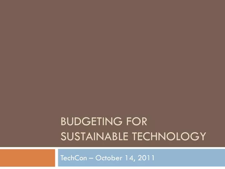 budgeting for sustainable technology