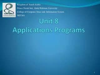 Unit 8 Applications Programs