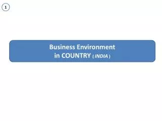 Business Environment i n COUNTRY ( INDIA )