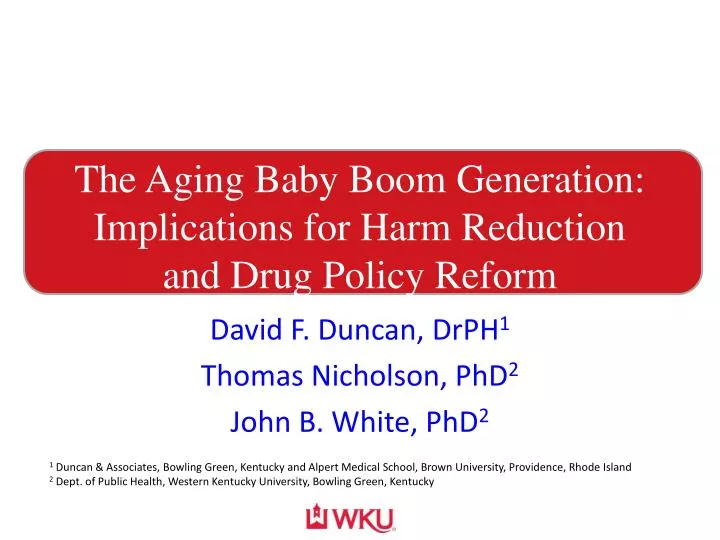 the aging baby boom generation implications for harm reduction and drug policy reform