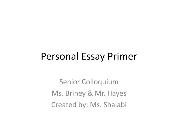 personal essay primer