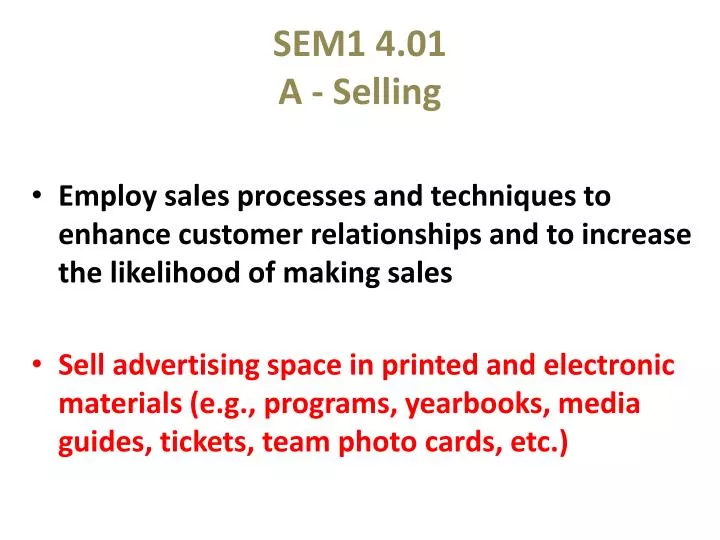 sem1 4 01 a selling