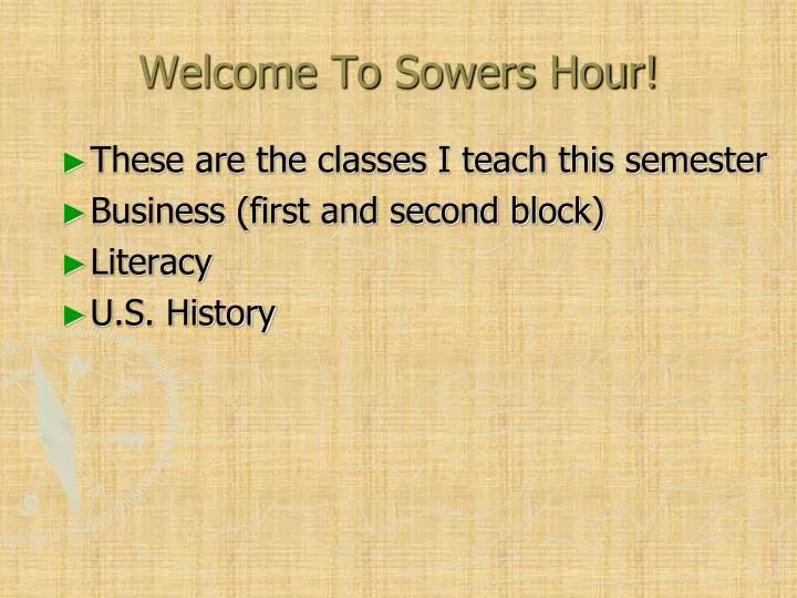 welcome to sowers hour