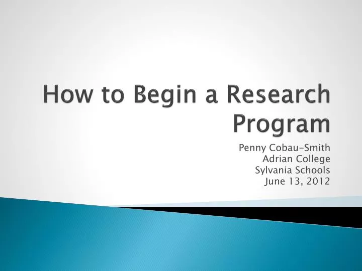 how to begin a research program