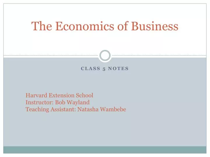 the economics of business