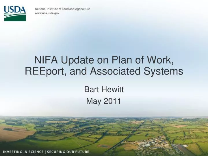 nifa update on plan of work reeport and associated systems