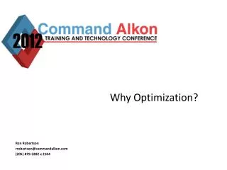 Why Optimization?