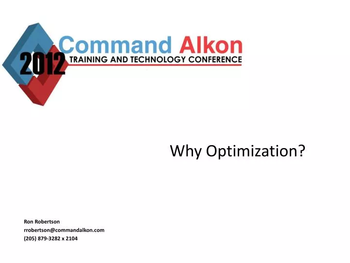 why optimization