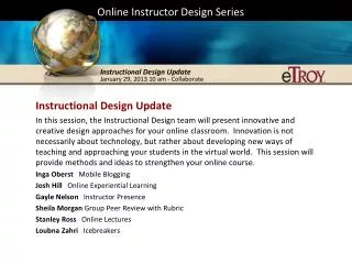 Online Instructor Design Series