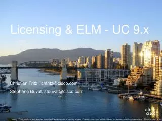 Licensing &amp; ELM - UC 9.x