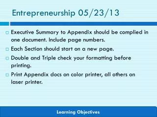 Entrepreneurship 05/23/13