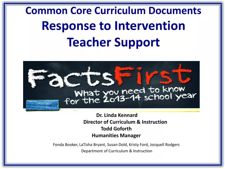 common core curriculum documents response to intervention teacher support