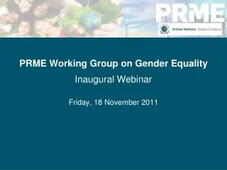 PRME Working Group on Gender Equality Inaugural Webinar