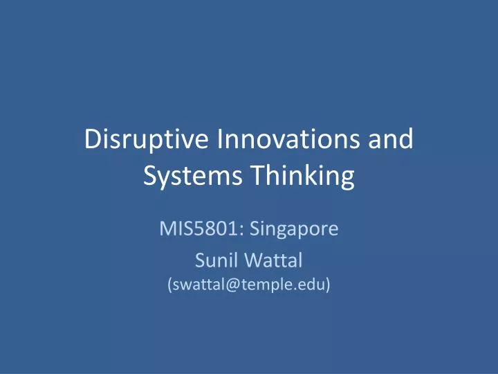 disruptive innovations and systems thinking