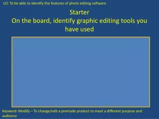 Starter On the board, identify graphic editing tools you have used