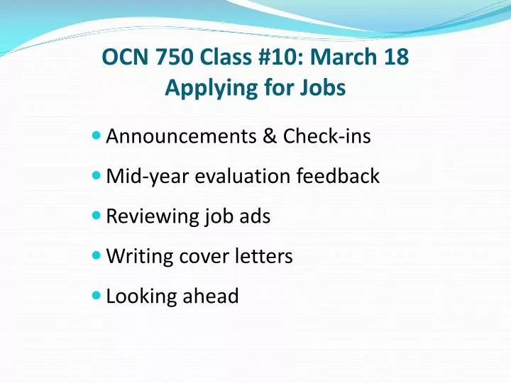ocn 750 class 10 march 18 applying for jobs