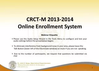CRCT-M 2013-2014 Online Enrollment System