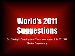 World's 2011 Suggestions