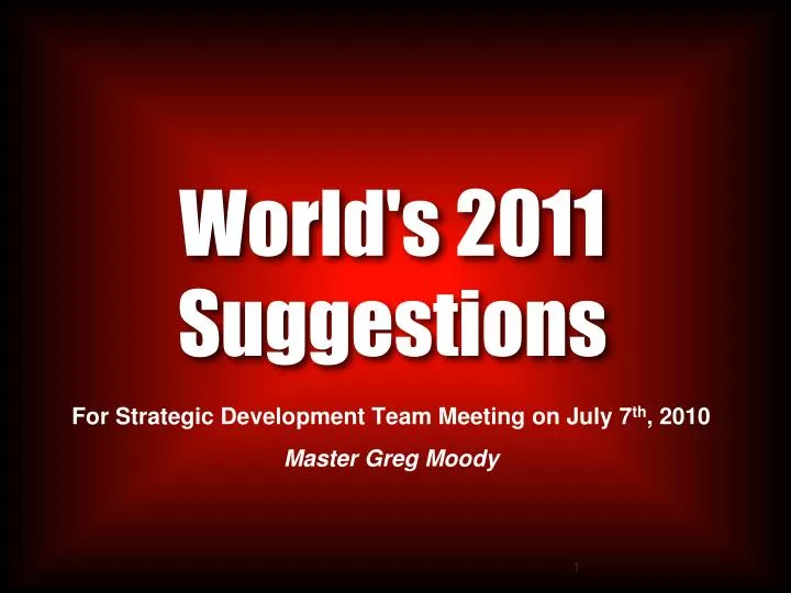 world s 2011 suggestions