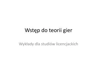 wst p do teorii gier