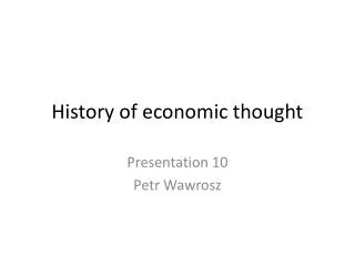 History of economic thought