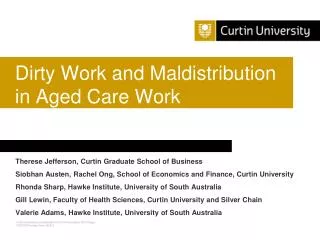 Dirty Work and Maldistribution in Aged Care Work