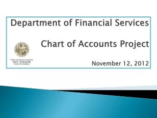 department of financial services chart of accounts project november 12 2012