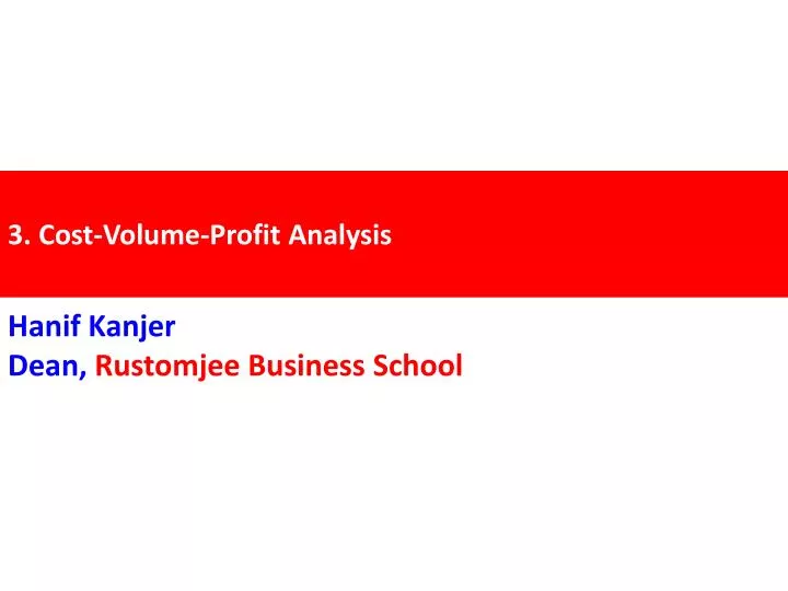 3 cost volume profit analysis