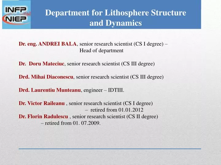 department for lithosphere structure and dynamics