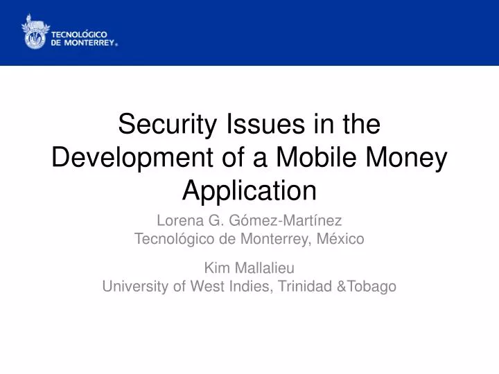security issues in the development of a mobile money application