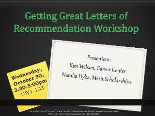 Getting Great Letters of Recommendation Workshop