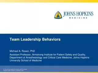 Team Leadership Behaviors