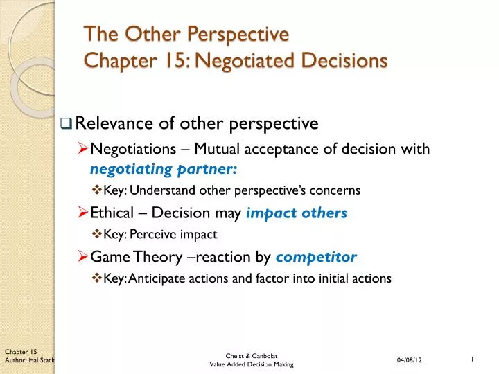 the other perspective chapter 15 negotiated decisions