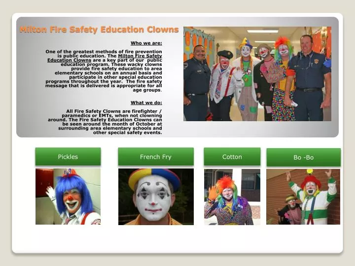 milton fire safety education clowns